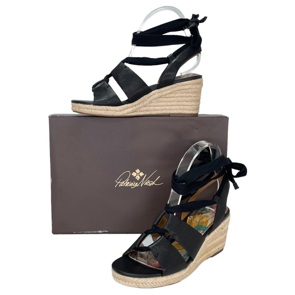 Patricia Nash Riva Black Leather Tie Up Womens Espadrille Sandals Size 7.5M - Picture 13 of 14